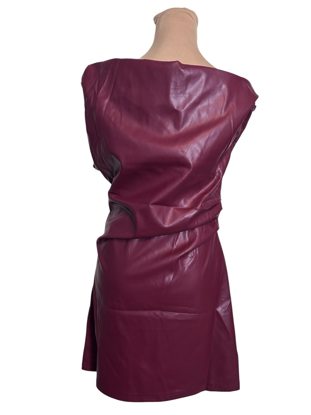 NWT Active USA One Should Faux Leather Mini Dress - Size L, Burgundy - Picture 2 of 12